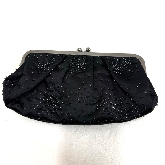 Express Black Bead Clutch Wedding Eventing Handbags Black Beaded Purse - Picture 1 of 16